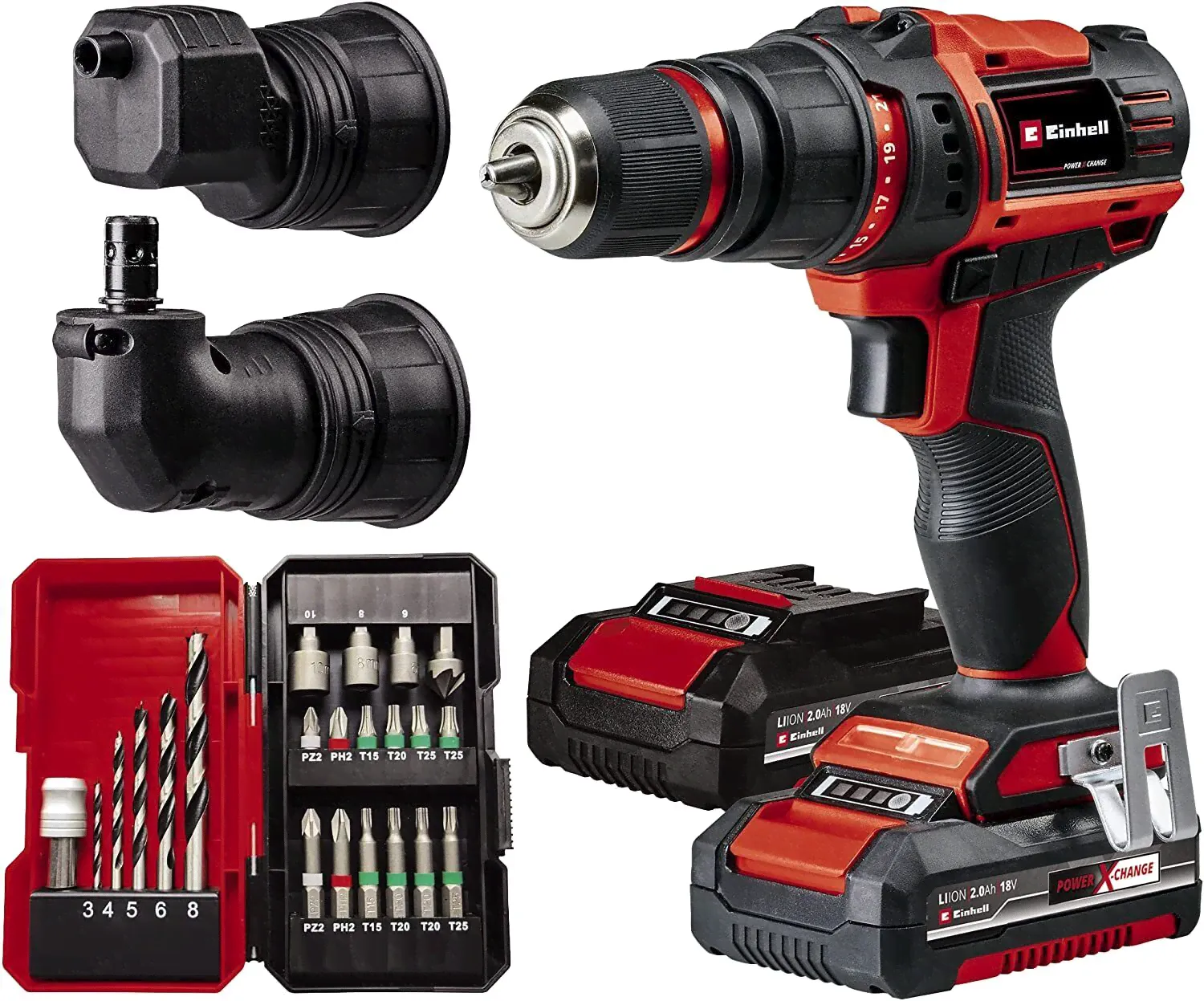 EInhell Akku Bohrschrauber TE-CD 18/45 3X-Li +22 2x 2,0 AH PXC inkl. Zubehör